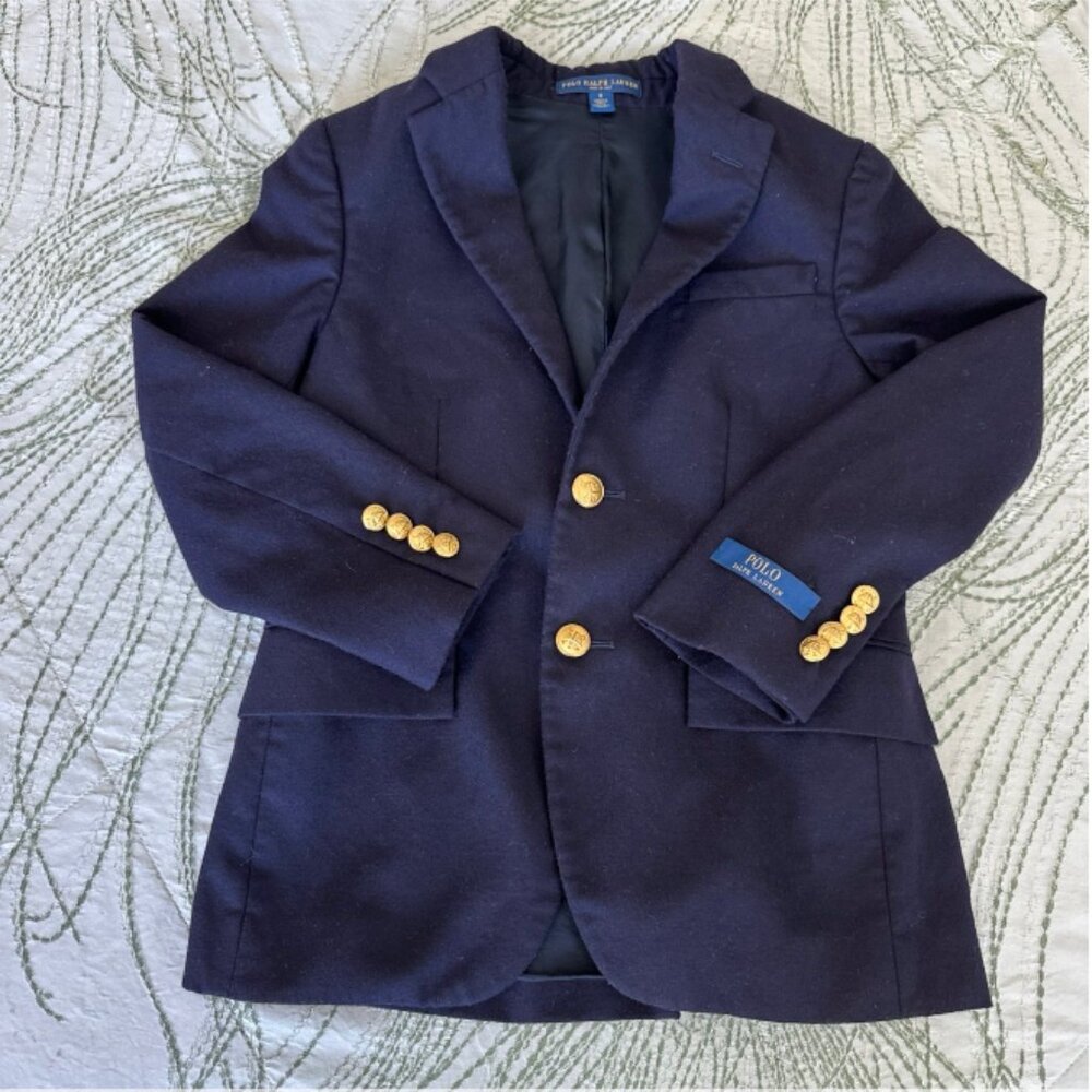 Polo Ralph Lauren Boys Navy Doeskin Blazer, 8